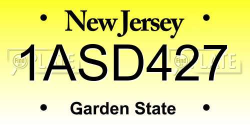 1ASD427 New Jersey License Plate