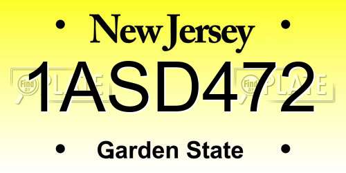 1ASD472 New Jersey License Plate