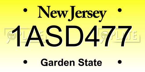 1ASD477 New Jersey License Plate