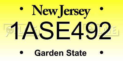 1ASE492 New Jersey License Plate