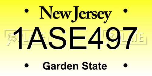 1ASE497 New Jersey License Plate