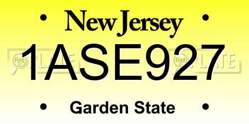 1ASE927 New Jersey License Plate