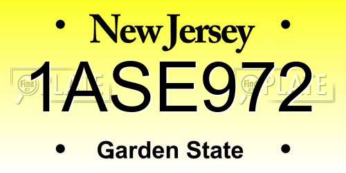 1ASE972 New Jersey License Plate