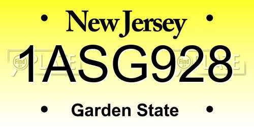 1ASG928 New Jersey License Plate