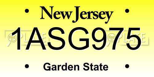 1ASG975 New Jersey License Plate