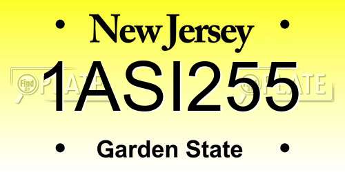 1ASI255 New Jersey License Plate