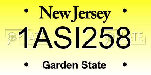 1ASI258 New Jersey License Plate