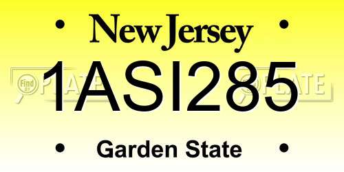1ASI285 New Jersey License Plate