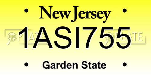 1ASI755 New Jersey License Plate