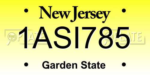 1ASI785 New Jersey License Plate