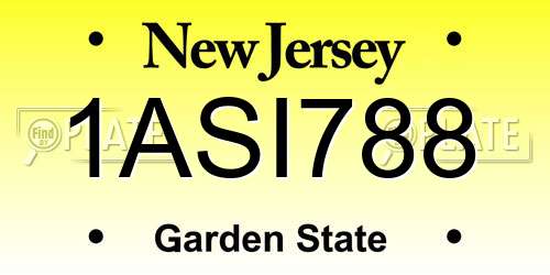 1ASI788 New Jersey License Plate