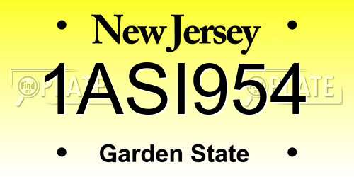 1ASI954 New Jersey License Plate