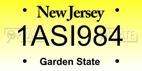 1ASI984 New Jersey License Plate