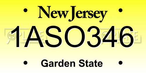 1ASO346 New Jersey License Plate