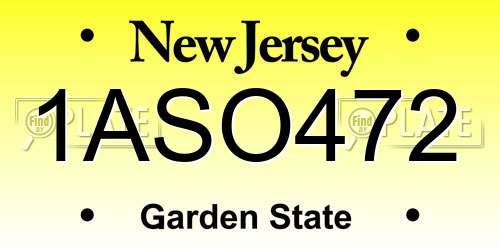 1ASO472 New Jersey License Plate