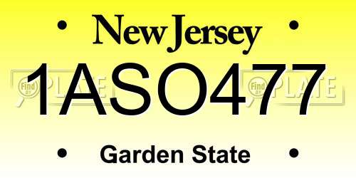 1ASO477 New Jersey License Plate