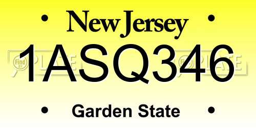 1ASQ346 New Jersey License Plate