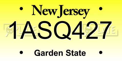 1ASQ427 New Jersey License Plate