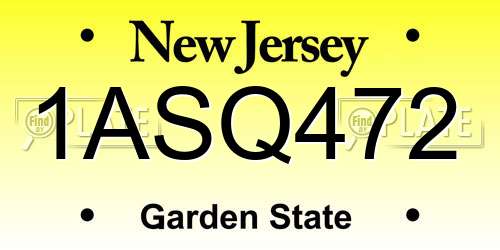 1ASQ472 New Jersey License Plate