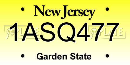 1ASQ477 New Jersey License Plate