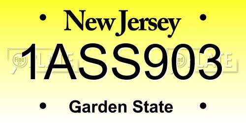 1ASS903 New Jersey License Plate