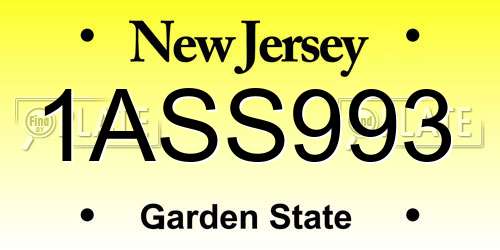 1ASS993 New Jersey License Plate