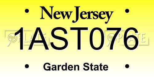 1AST076 New Jersey License Plate
