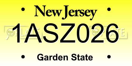 1ASZ026 New Jersey License Plate