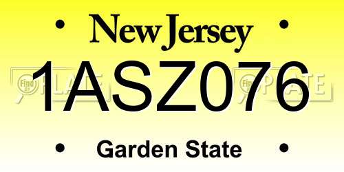 1ASZ076 New Jersey License Plate