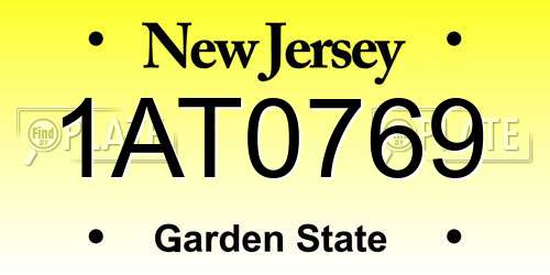 1AT0769 New Jersey License Plate