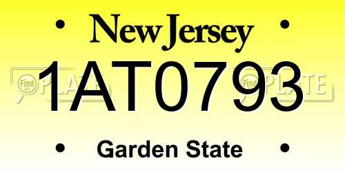 1AT0793 New Jersey License Plate