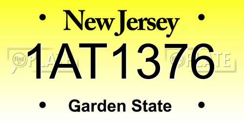 1AT1376 New Jersey License Plate