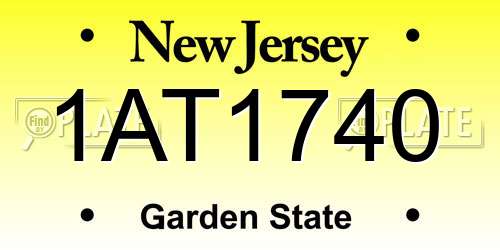 1AT1740 New Jersey License Plate