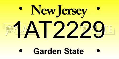 1AT2229 New Jersey License Plate