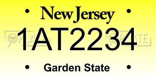 1AT2234 New Jersey License Plate