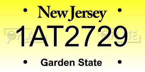 1AT2729 New Jersey License Plate