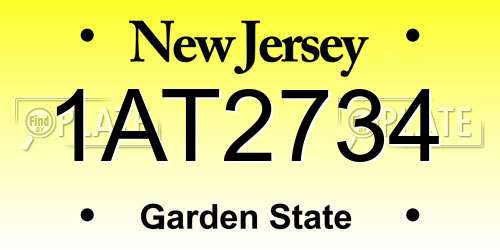 1AT2734 New Jersey License Plate