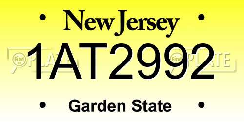 1AT2992 New Jersey License Plate