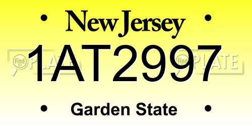1AT2997 New Jersey License Plate