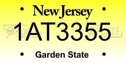 1AT3355 New Jersey License Plate