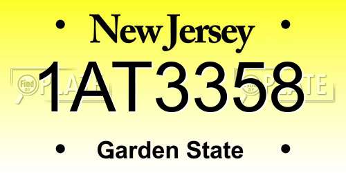 1AT3358 New Jersey License Plate