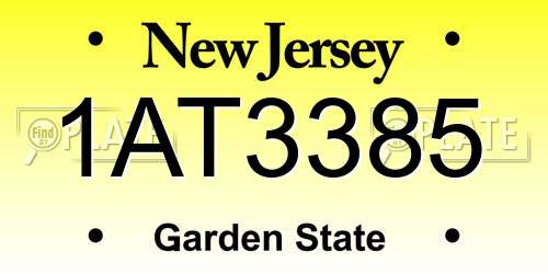 1AT3385 New Jersey License Plate