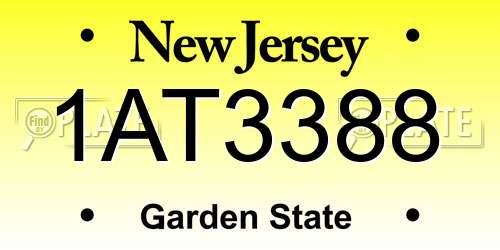 1AT3388 New Jersey License Plate