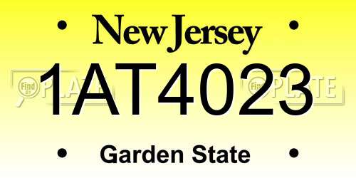 1AT4023 New Jersey License Plate