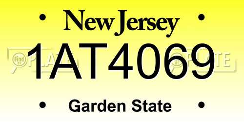 1AT4069 New Jersey License Plate