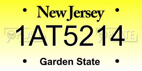 1AT5214 New Jersey License Plate