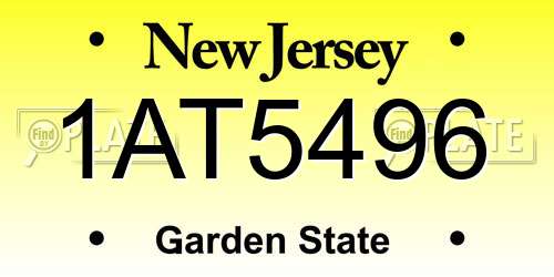 1AT5496 New Jersey License Plate