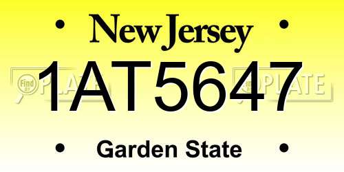 1AT5647 New Jersey License Plate