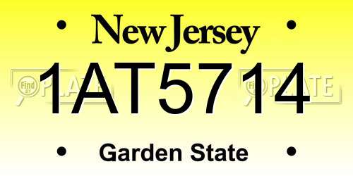 1AT5714 New Jersey License Plate