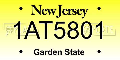 1AT5801 New Jersey License Plate